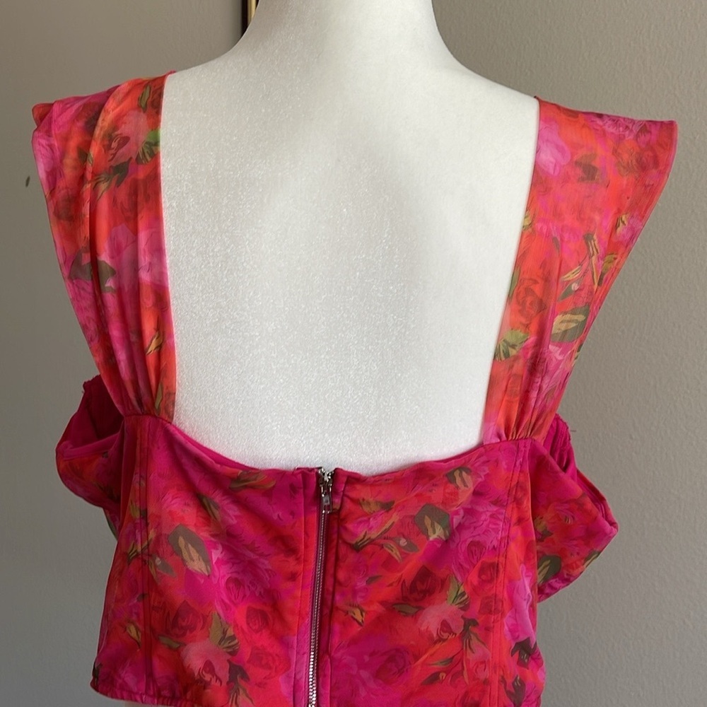 Vibrant Pink Floral Women's Top Size 2XL - Picture 4 of 6